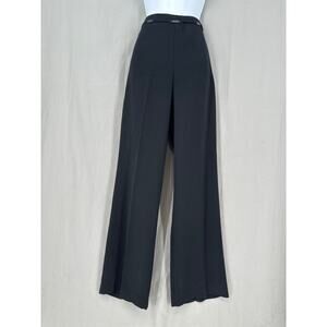 Y2K Vintage Pants Womens Small Black Bebe High Rise Wide Leg Trouser Belted 90s